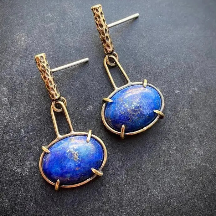 Vintage Bohemian Sapphire Geometric Drop Earrings for Women Zinc Alloy Jewelry Gift