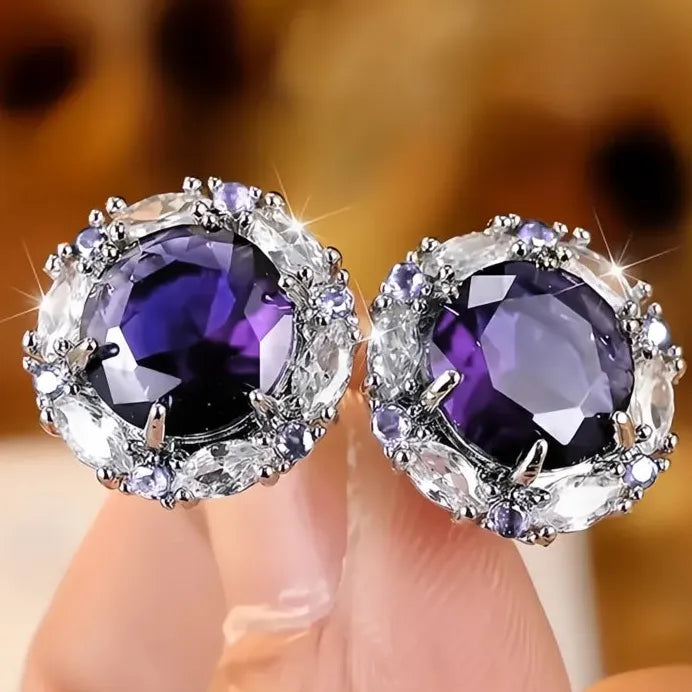 Multicolor Cubic Zirconia Geometric Stud Earrings for Women Wedding Jewelry