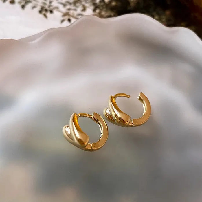 Copper Alloy Chunky Smooth Metal Hoop Earrings Women Girls Punk Jewelry