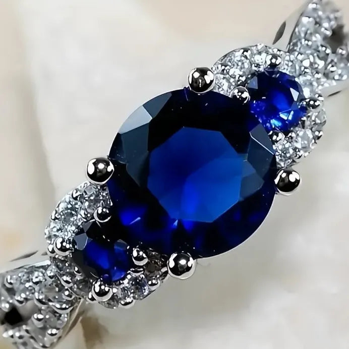 Dainty Blue Cubic Zirconia Wedding Rings Creative Fashion Jewelry