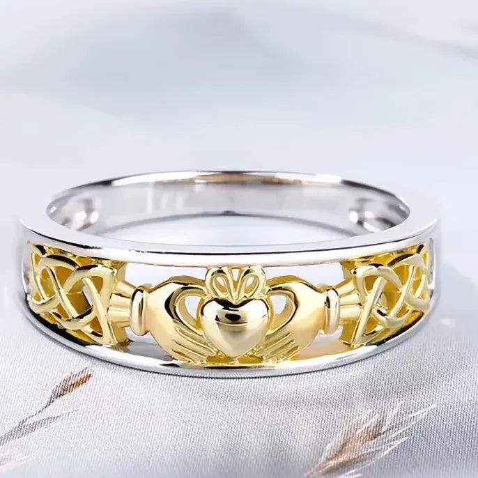 Two-Tone Brass Geometric Rings for Women – Wedding & Party Jewelry