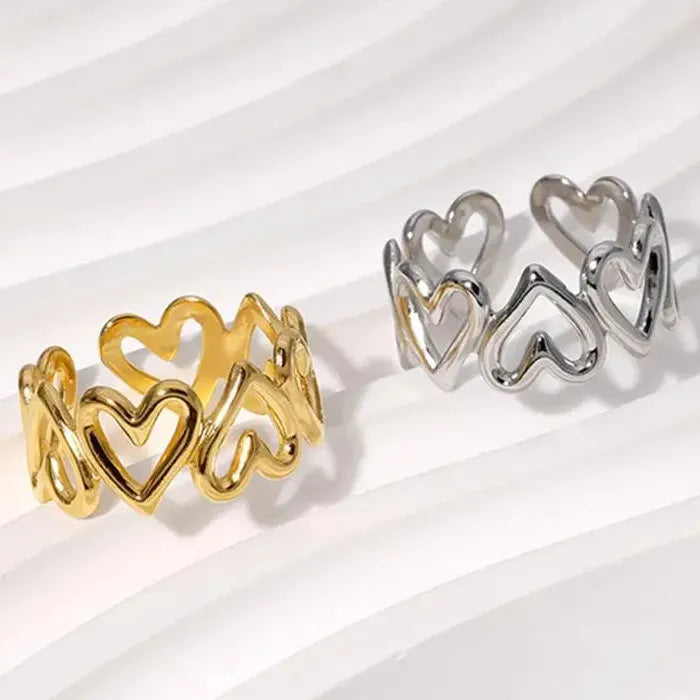 Vintage Stainless Steel Geometric Open Cocktail Ring for Women Men Gift Party