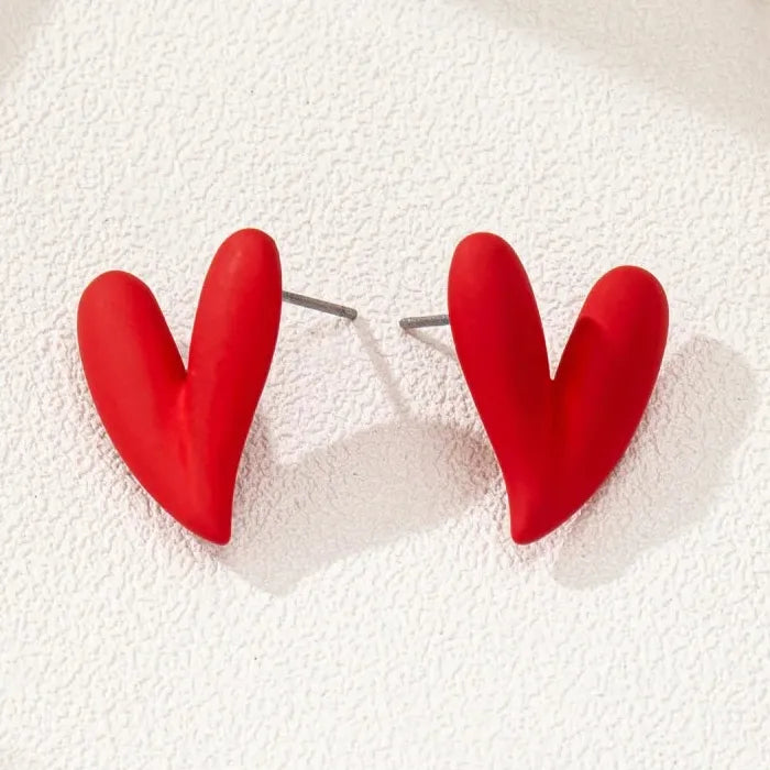 Heart Shape Leopard Print Stud Earrings Metal Fashion Jewelry Gift