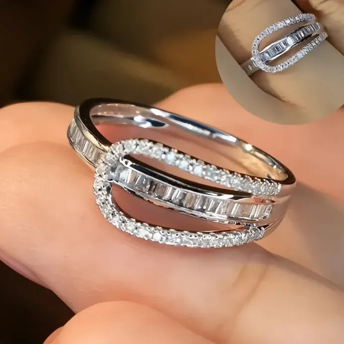 Modern Cubic Zirconia Pave Wedding Rings for Women Elegant Jewelry