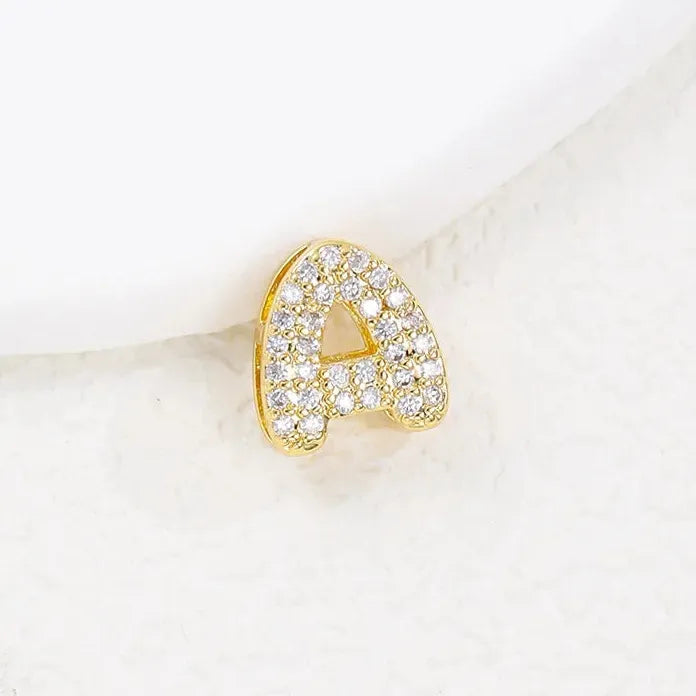 18K Gold Plated Zircon Initial Necklace Women Mini Alphabet Choker Gift