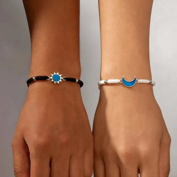 2026 Couple Moon Sun Bracelet Set Beaded Chain Adjustable Jewelry Gift