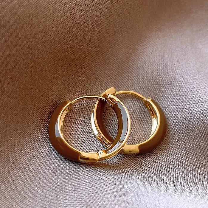 Vintage Dripping Oil U-Shaped Copper Alloy Hoop Earrings for Women 2024 Trendy Jewelry