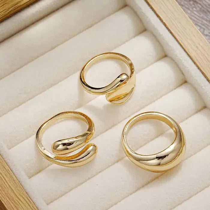 Gold Geometric Open Rings Set for Women Trendy Fashion Jewelry Stackable