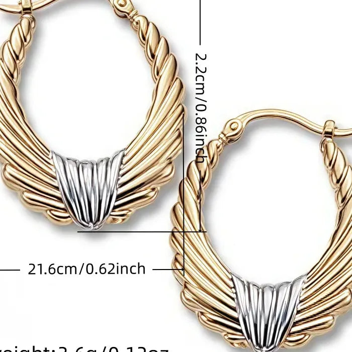 Golden Oval Zinc Alloy Earrings Simple Geometric Style for Women Birthday Gift