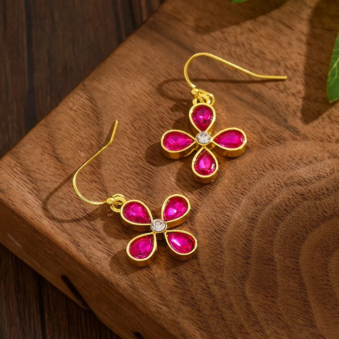 Luxury Gold Flower Drop Earrings Women Copper Multicolor Cubic Zirconia Jewelry