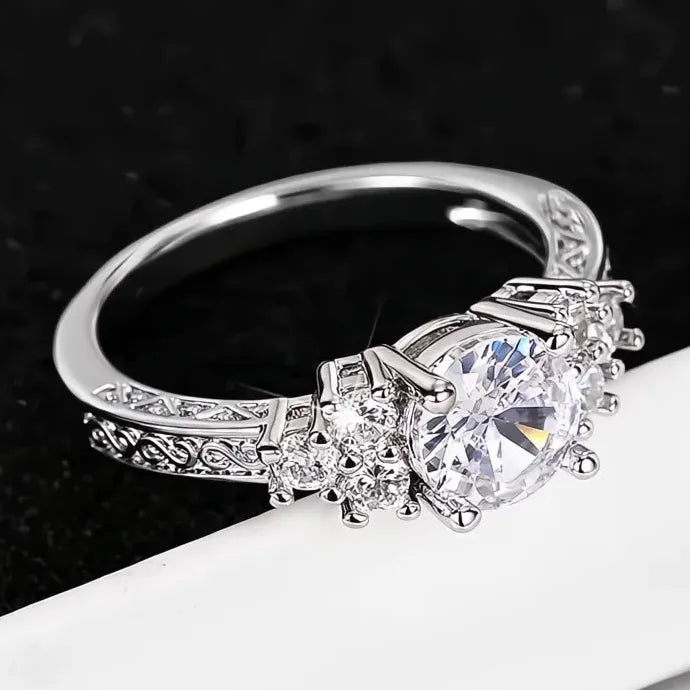 Women’s Wedding Ring Cubic Zirconia Geometric Brass Band Elegant Jewelry