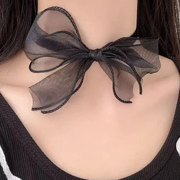 Adjustable Black Lace Bow Choker Necklace Elegant Romantic Jewelry Gift