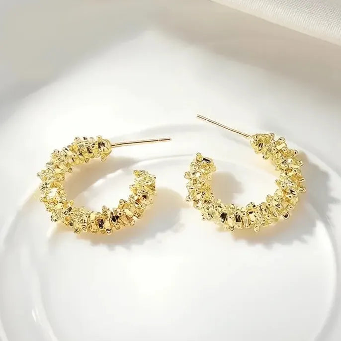 Trendy Women’s Geometric Brass Copper Alloy Hoop Earrings in 4 Colors