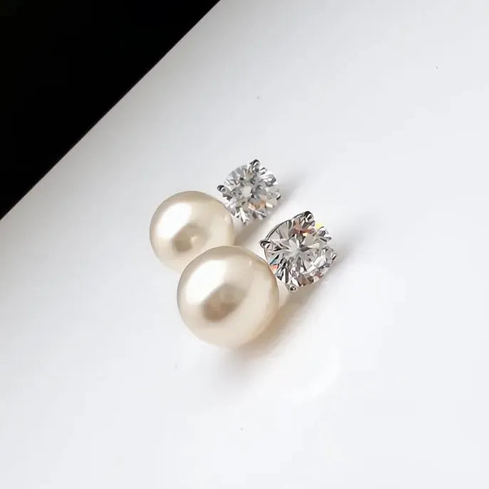 Dainty Women Imitation Pearl Stud Earrings Silver Color Elegant Wedding Jewelry Daily Wear