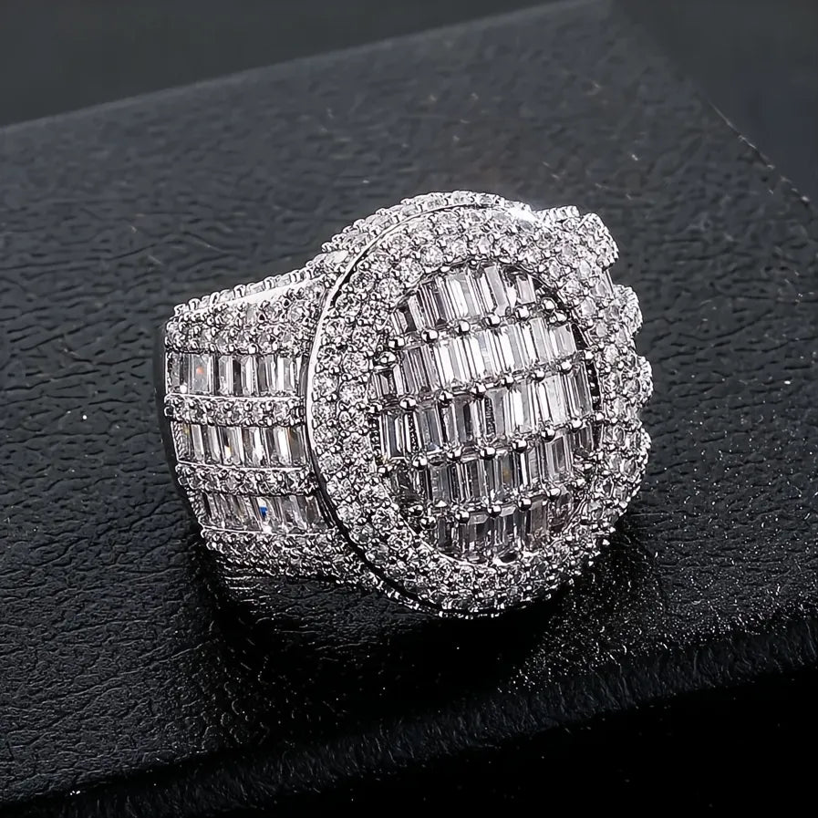 Oval Iced Out Zircon Ring – Gold Silver Color Hip Hop Micro Pave Ring Unisex