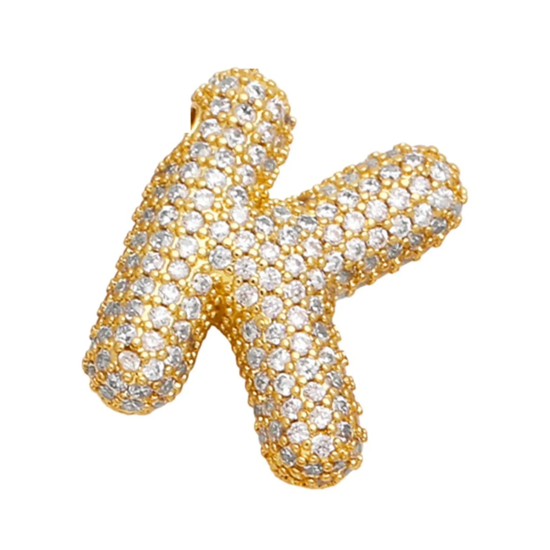 2026 Stainless Steel Bubble Letter A-Z Necklace Cubic Zirconia Pendant Women Girls
