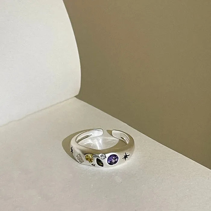 2026 Adjustable Heart-Shaped Colorful Zircon Ring for Women Jewelry