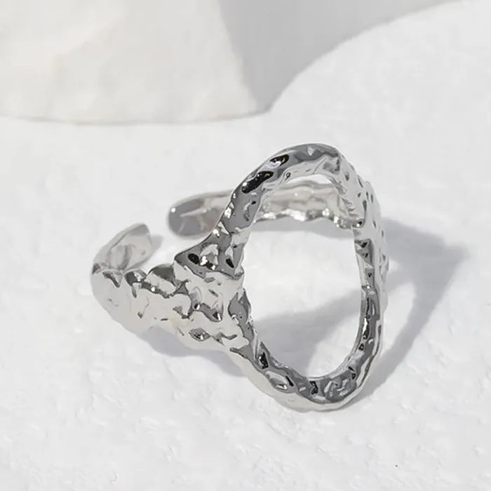 Geometric Oval Open Ring 316L Stainless Steel Punk Jewelry Gift for Men Women
