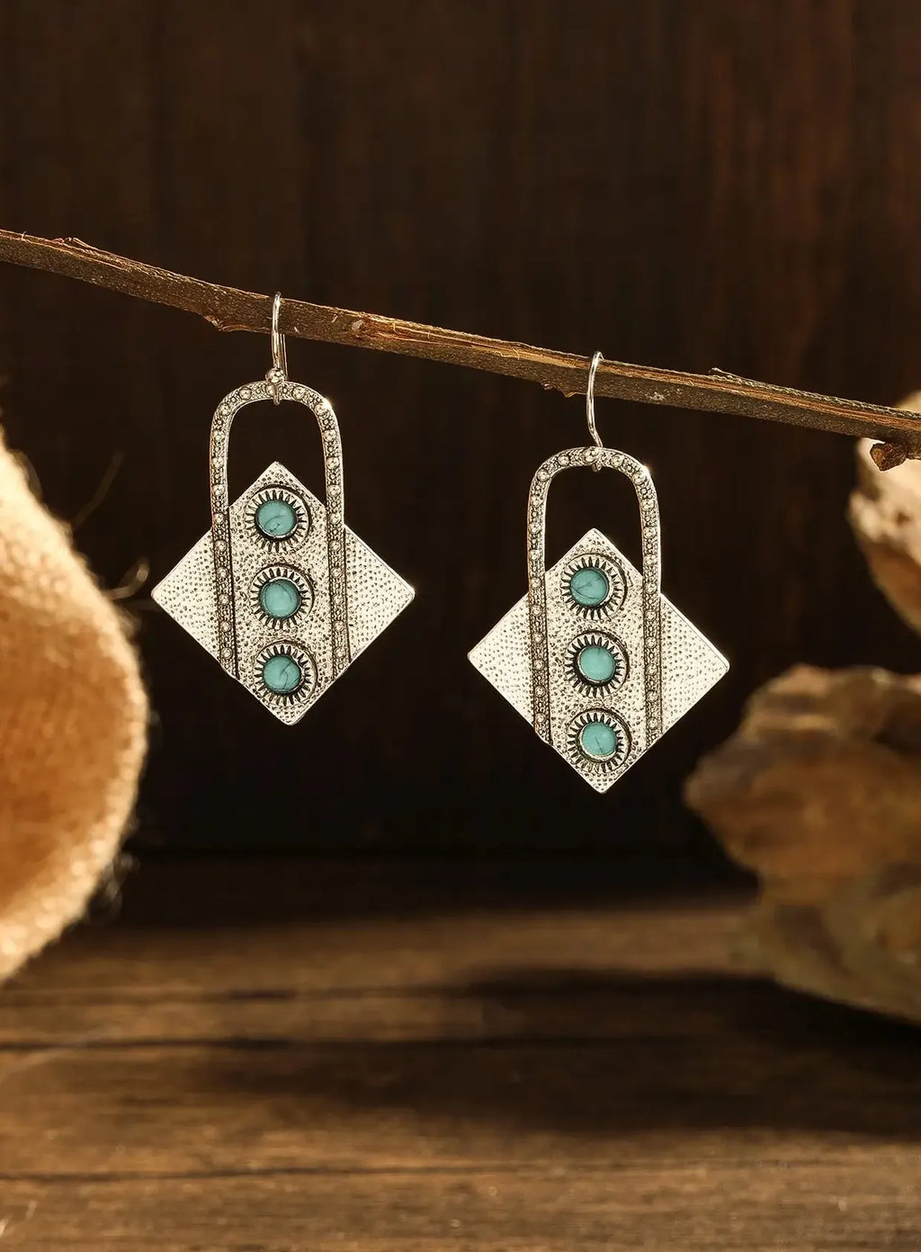 Retro Bohemian Geometric Diamond Zinc Alloy Women's Drop Earrings Ethnic Style