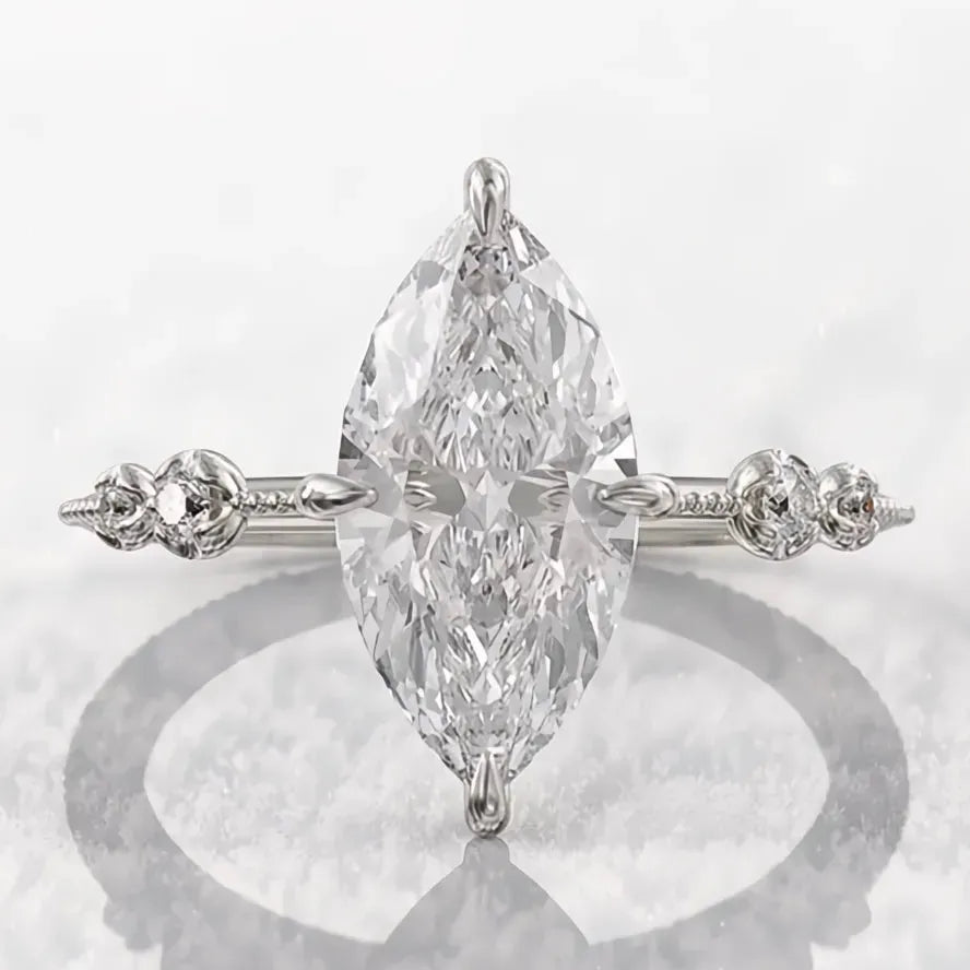 AAA Crystal Marquise Cubic Zirconia Thin Ring for Women Wedding Engagement Fashion Jewelry