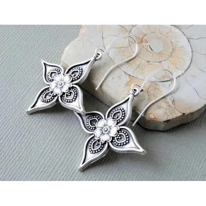 Vintage Bohemian Flower Drop Earrings Zinc Alloy Women's Charm Jewelry Gift