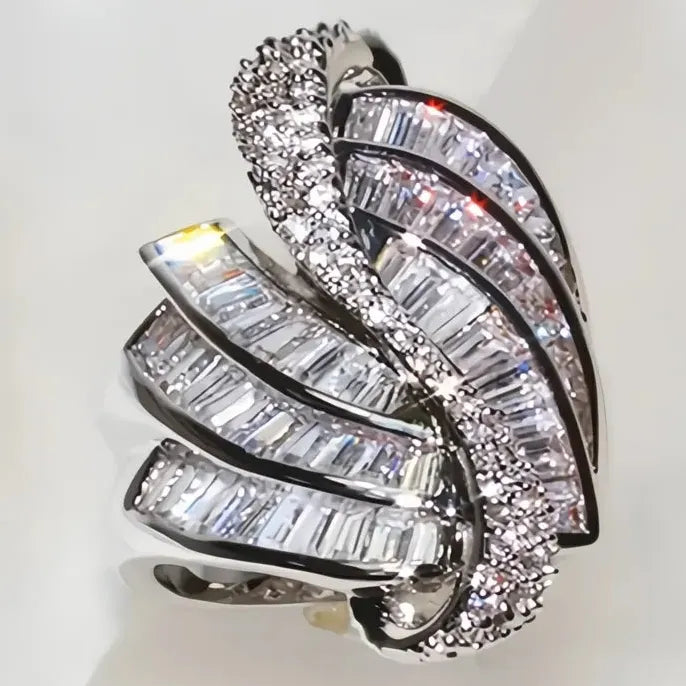 New Gorgeous Women Geometric Cubic Zirconia Crystal Rings for Engagement Wedding Fashion Jewelry