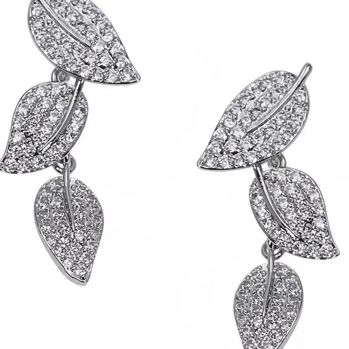 Brilliant Leaf Drop Earrings for Women Trendy Wedding Party Gift Jewelry