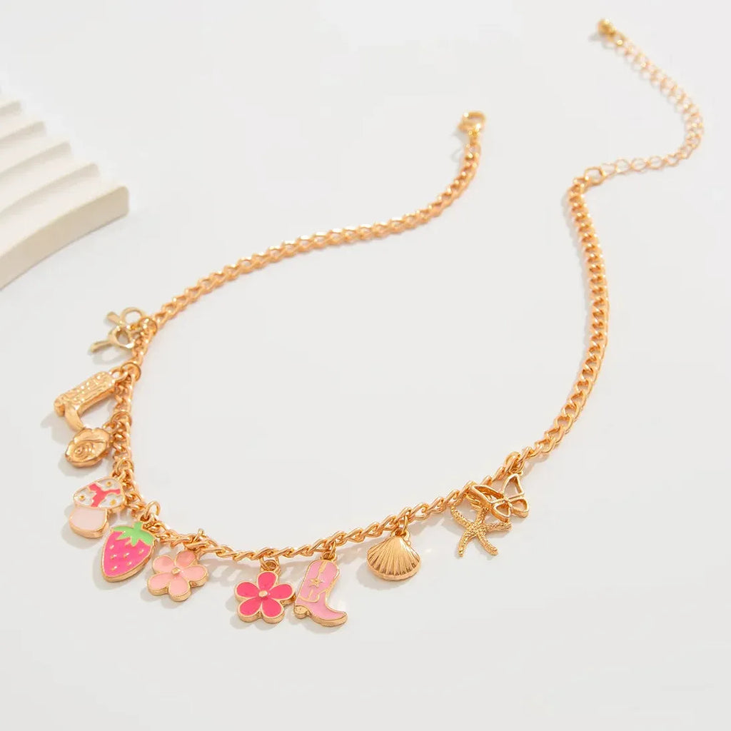 14K Gold Shell Cross Pendant Necklace for Women Boho Beach Charm