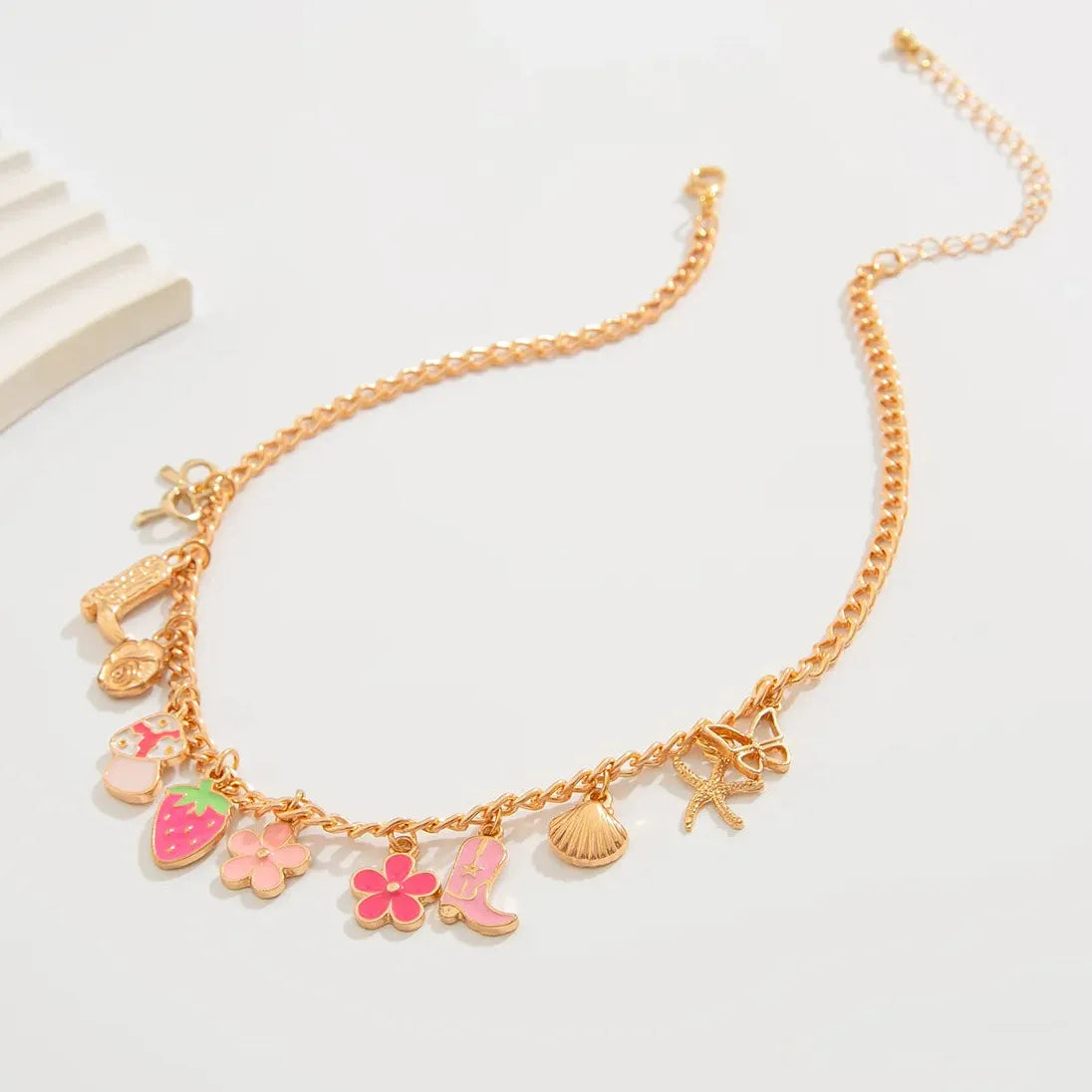 14K Gold Shell Cross Pendant Necklace for Women Boho Beach Charm