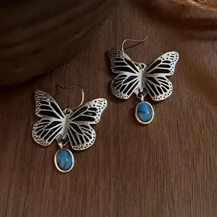 Vintage Butterfly Drop Earrings Zinc Alloy Minimalist Fashion Jewelry Women