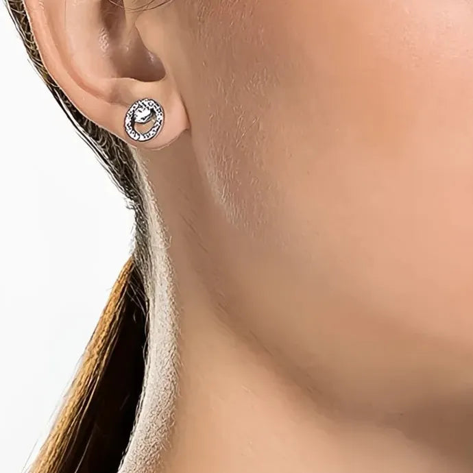 Circle Stud Earrings for Women Copper Alloy Shiny Cubic Zirconia Jewelry