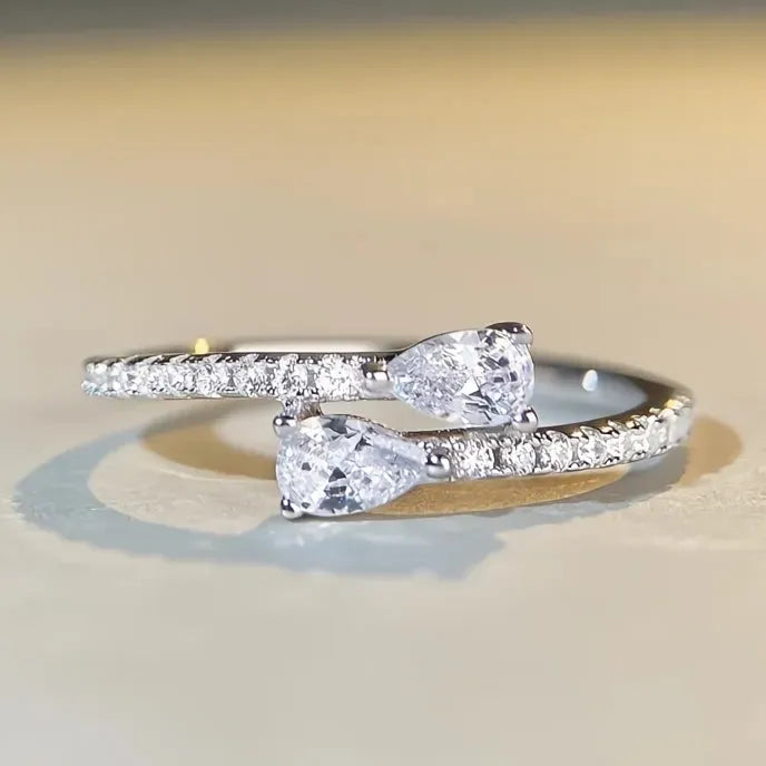 Women’s Geometric Cubic Zirconia Brass Ring Wedding Engagement Fashion Jewelry