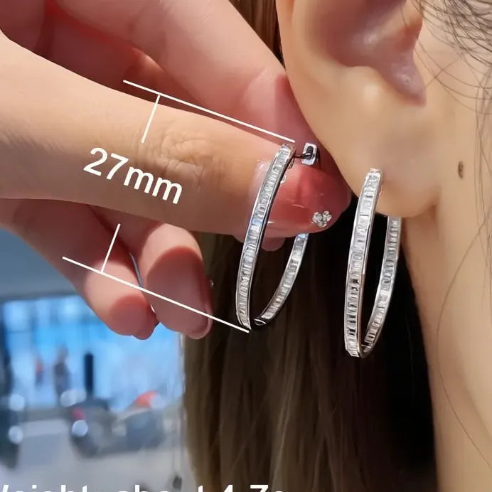 Circle Shaped Hoop Earrings with Sparkling Cubic Zirconia Jewelry