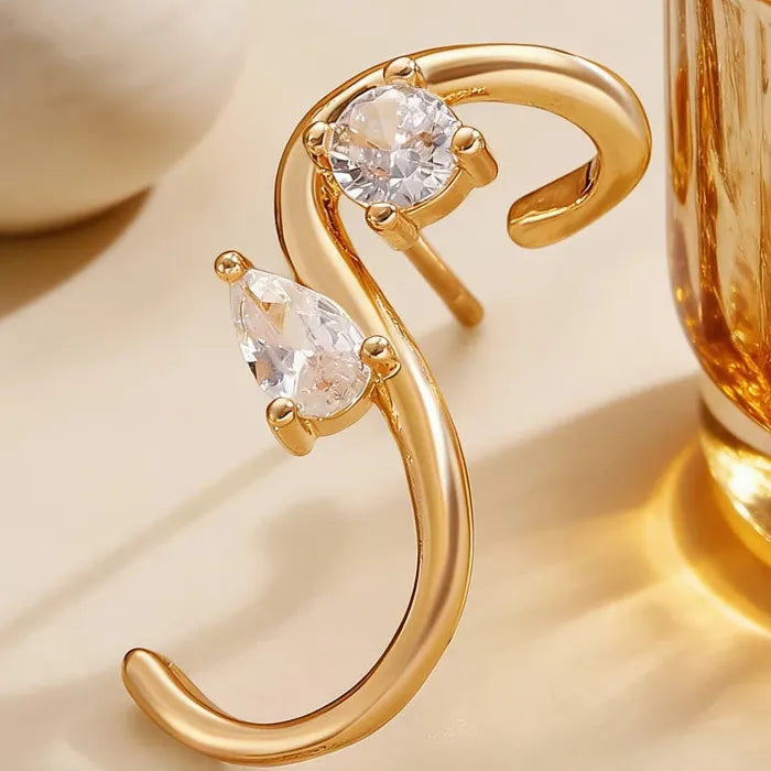 Vintage Water Drop Zircon S-Shaped Stud Earrings for Women Gift