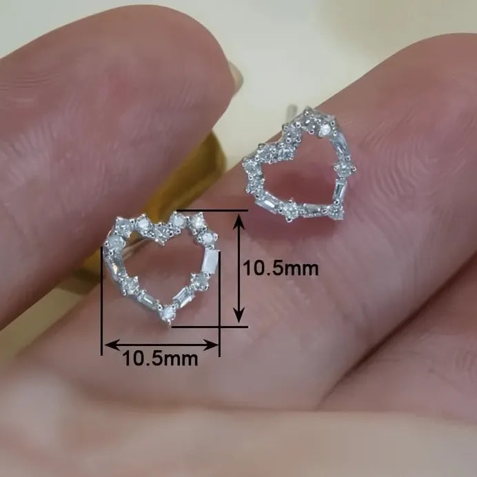 Heart-Shaped Cubic Zirconia Stud Earrings for Women Wedding Gift