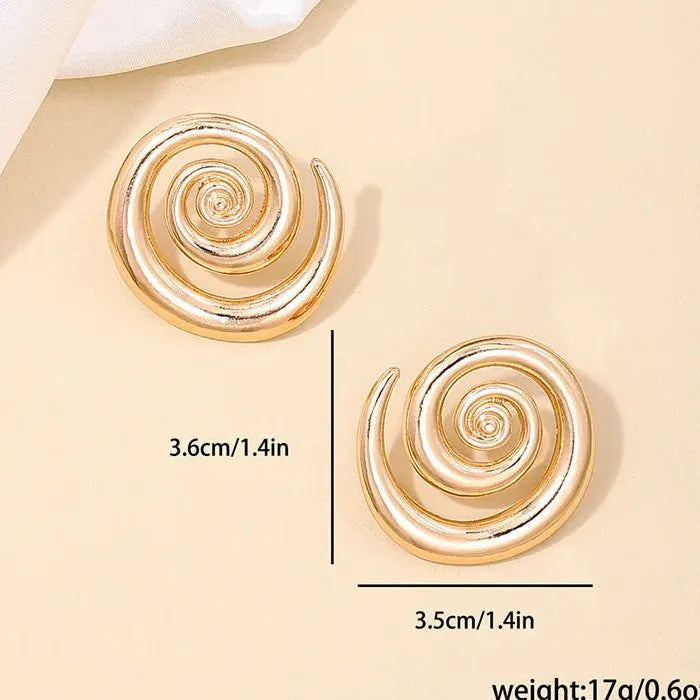 Vintage Metal Irregular Spiral Vortex Stud Earrings Women Trendy Jewelry 2026