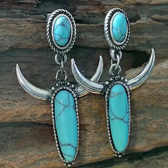 Vintage Turquoise Bohemian Drop Earrings Women Ethnic Zinc Alloy Jewelry Gift
