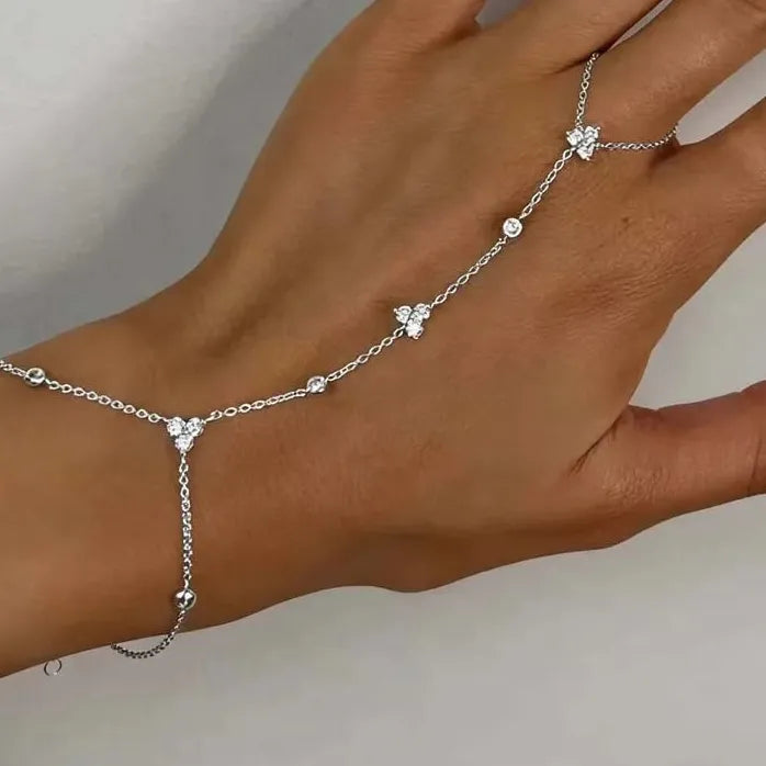 2026 Luxury Rhinestone Flower Crystal Adjustable Copper Bracelet for Women Girls