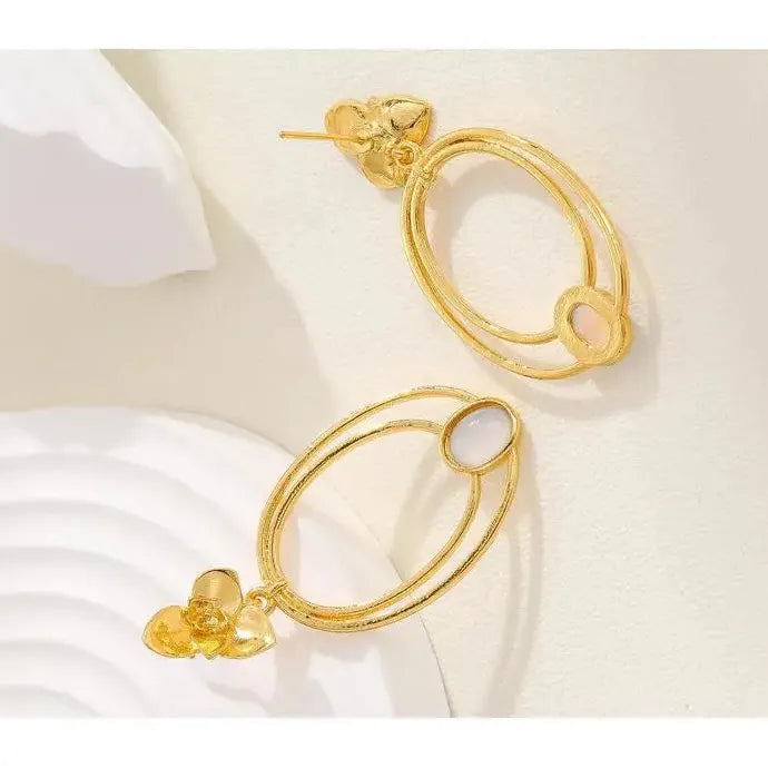 Gold Silver Plated Geometric Big Round Clip Earrings No Pierced Zinc Alloy