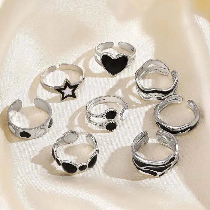 Adjustable Geometric Titanium Steel Ring for Women Wedding Gift Jewelry Accessory