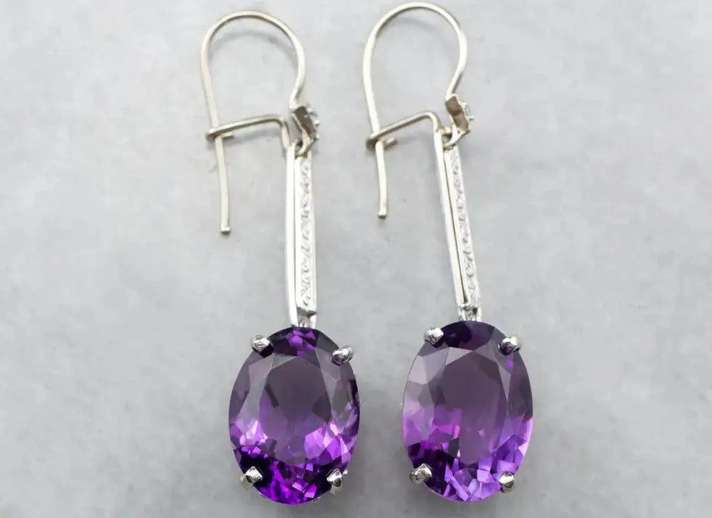 Purple Zirconia Geometry Drop Earrings Women Girls Metal Party Jewelry INS Style