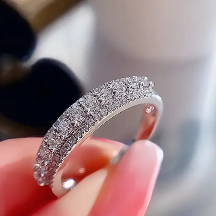 Elegant Thin Cubic Zirconia Wedding Ring for Women Bridal Gift