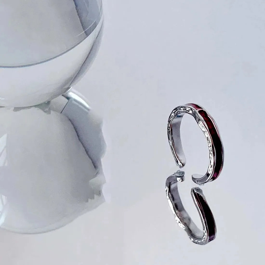 Adjustable Y2K Red Drip Oil Geometric Punk Vintage Cocktail Ring Gift
