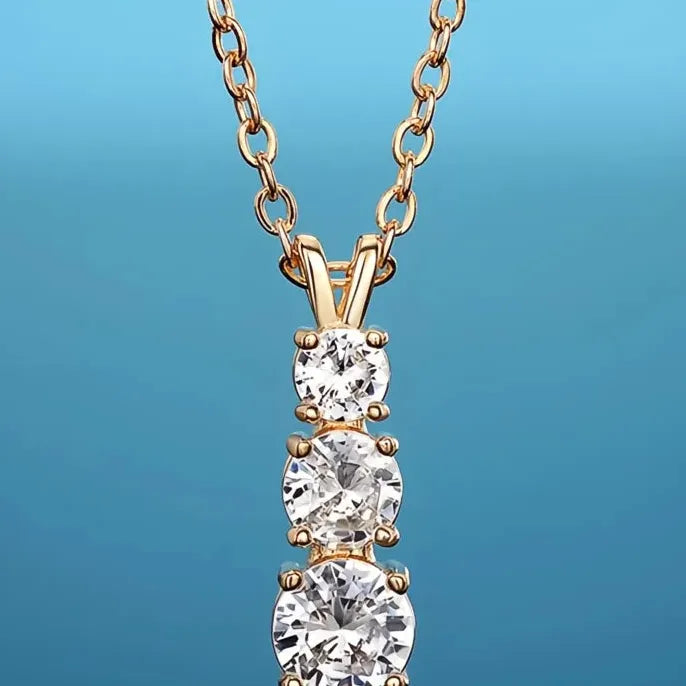 Cubic Zirconia Geometric Pendant Necklace 45CM Copper Alloy Jewelry for Women