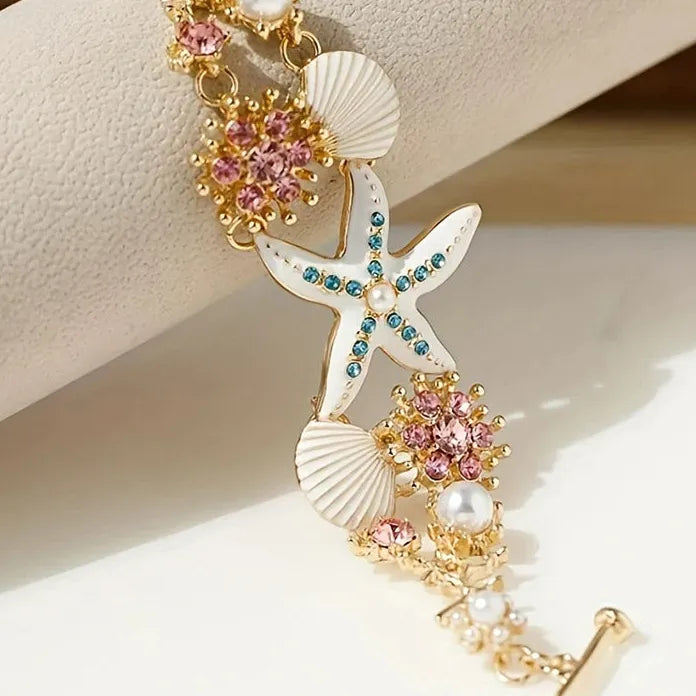 Bohemian Starfish Shell Necklace and Bracelet Set Copper Alloy Jewelry