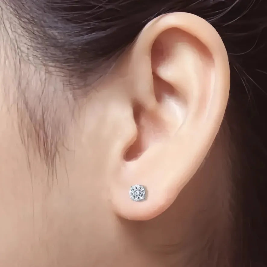 Minimalist Geometric Cubic Zirconia Stud Earrings for Women in 3 Colors Brass