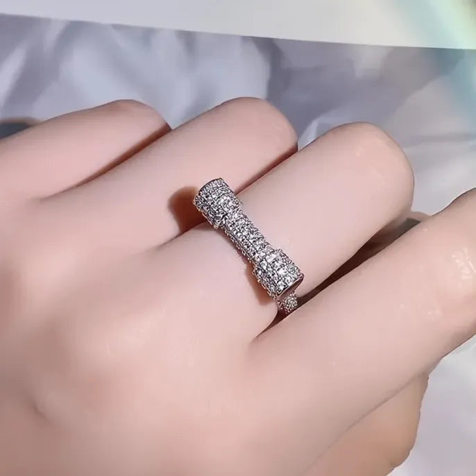 Women’s Brass Geometric Ring with Cubic Zirconia Luxury Statement Jewelry