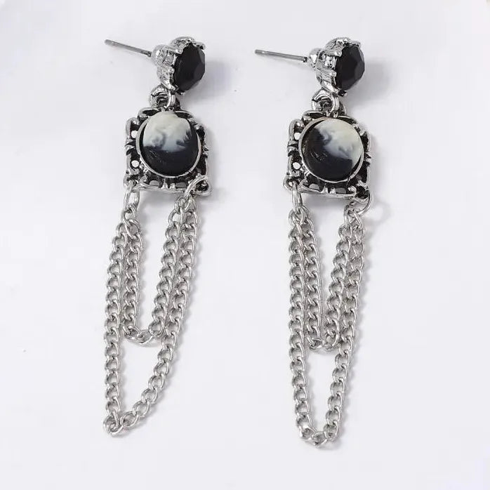 Vintage Geometric Oval Round Drop Tassel Chain Earrings for Women Stylish