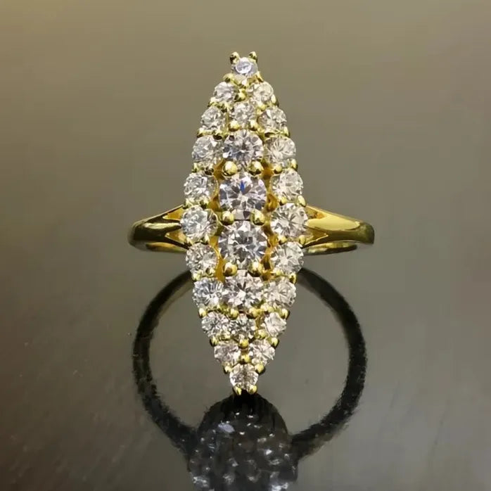 Geometric Marquise Cubic Zirconia Gold Color Women’s Wedding Ring
