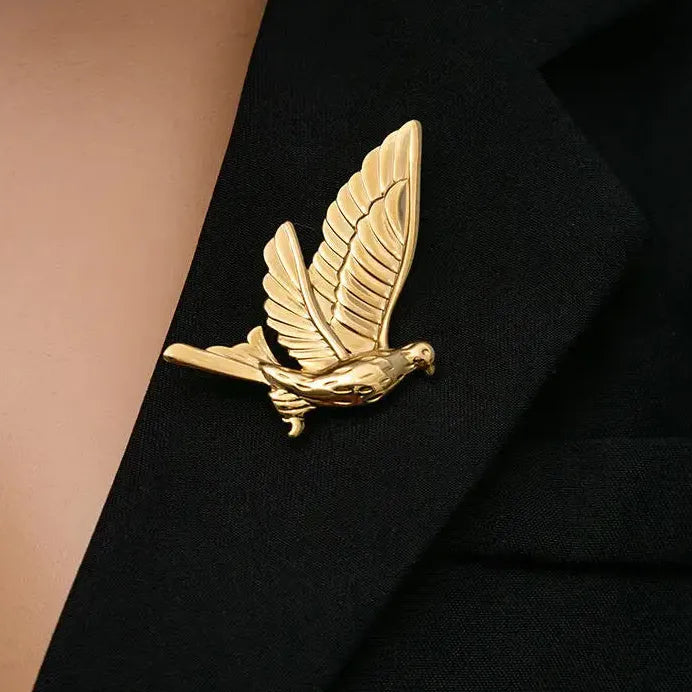 Classic Stainless Steel Peace Dove Brooch Waterproof Jewelry for Women Men